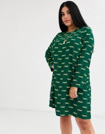 Glamorous Curve long sleeve shift dress in tiger print   ASOS at Asos